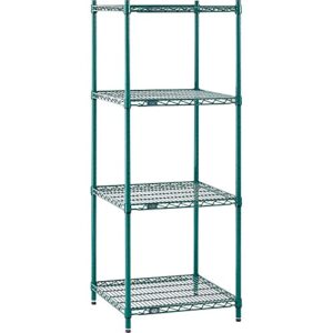 nexel 21" x 24" x 63", 4 tier adjustable wire shelving unit, nexguard anti-microbial agent, nsf listed commercial storage rack, poly-green, leveling feet