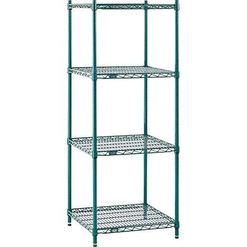 Nexel 21" x 24" x 63", 4 Tier Adjustable Wire Shelving Unit, NEXGuard Anti-Microbial Agent, NSF Listed Commercial Storage Rack, Poly-Green, Leveling feet