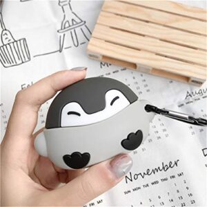 Mulafnxal for Airpod Pro 2019/Pro 2 Gen 2022 Case, Cute Cartoon Animal Silicone Air pods Cover, 3D Funny Fun Cool Keychain Kits Soft Skin Cases Kids Boys Teens Girls for Airpods Pro (Q Grey Penguin)