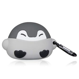 Mulafnxal for Airpod Pro 2019/Pro 2 Gen 2022 Case, Cute Cartoon Animal Silicone Air pods Cover, 3D Funny Fun Cool Keychain Kits Soft Skin Cases Kids Boys Teens Girls for Airpods Pro (Q Grey Penguin)
