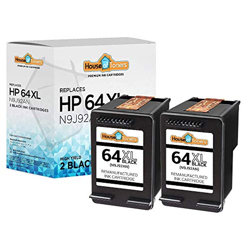 Houseoftoners Replacement for HP64XL HP 64XL N9J92AN Ink for Envy Photo 6230 6255 7120 7155 758 7164 7800 7855 7858 7864 & Tango X Printers (2 Black)