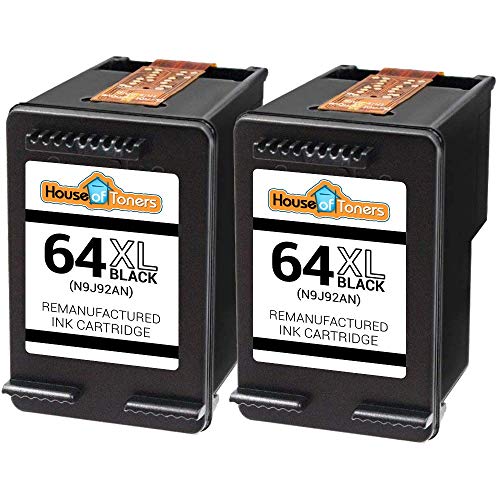 Houseoftoners Replacement for HP64XL HP 64XL N9J92AN Ink for Envy Photo 6230 6255 7120 7155 758 7164 7800 7855 7858 7864 & Tango X Printers (2 Black)