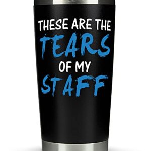KLUBI Boss Gifts Tears of My Staff Travel Coffee Mug/Tumbler 20oz - Funny Idea for Worlds Best Boss, Assistant, Men, Man, Women, Him, Birthday, Principal, Female, Bosses Day, Office, From Employees