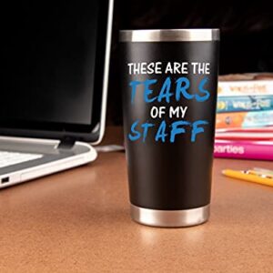 KLUBI Boss Gifts Tears of My Staff Travel Coffee Mug/Tumbler 20oz - Funny Idea for Worlds Best Boss, Assistant, Men, Man, Women, Him, Birthday, Principal, Female, Bosses Day, Office, From Employees