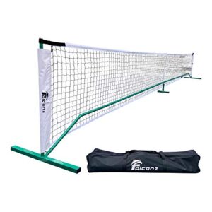 falconz regulation size pickleball net for outdoor and indoor - portable 22 feet long net with steel frame and pe netting - carry bag included