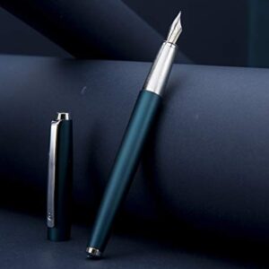 HongDian 525 Dark Blue Fountain Pen, Extra Fine Nib Classic Pen Includes Metal Pen Case and Refillable Converter