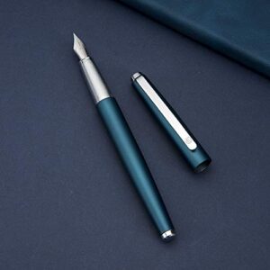 HongDian 525 Dark Blue Fountain Pen, Extra Fine Nib Classic Pen Includes Metal Pen Case and Refillable Converter