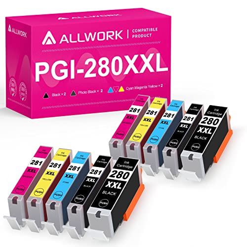 ALLWORK PGI-280XXL CLI-281XXL Compatible Ink Cartridges Replacement for Canon 280XXL 281XXL Ink Cartridge Works with Canon PIXMA TR7520 TR8520 TS6120 TS6220 TS8120 TS8220 TS9120 TS9520 TS6320