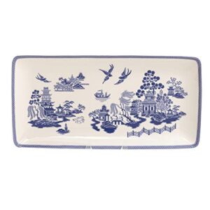 grace teaware bone china blue willow serving tray 9.75 x 5-inch (single)