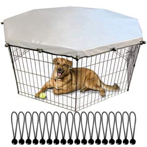 universal dog playpen cover with sun/rain proof top, provide shade and security for outdoor and indoor, fits all 24" wide 8 panels pet exercise pen (cover only)
