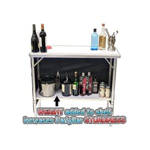 (USA Company) Patented Folding Portable Party Bar w/Multi-Color LED Lights, Black & Hawaiian Bar Skirts, and Storage Shelf