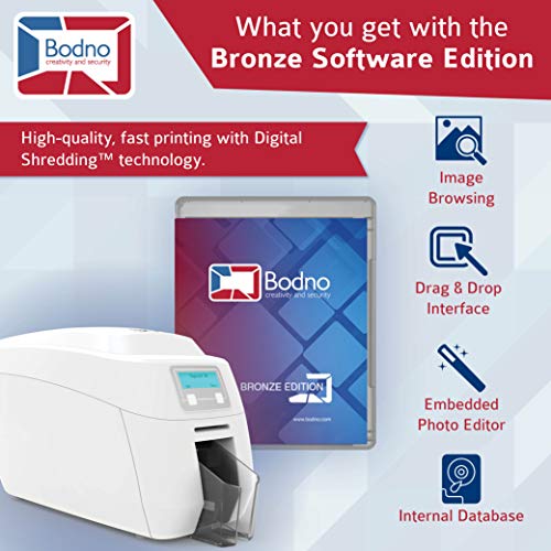 Bodno Magicard 300 Dual Sided ID Card Printer & Complete Supplies Package ID Software - Bronze Edition