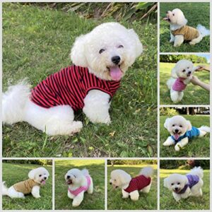 Dog Shirts Cotton Striped T-Shirts, Breathable Basic Vest for Puppy and Cat, Super Soft Stretchable Doggy Tee Tank Top Sleeveless, Fashion & Cute Color for Boys and Girls (L, Black+Red)