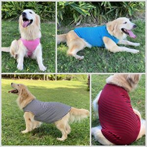 Dog Shirts Cotton Striped T-Shirts, Breathable Basic Vest for Puppy and Cat, Super Soft Stretchable Doggy Tee Tank Top Sleeveless, Fashion & Cute Color for Boys and Girls (L, Black+Red)