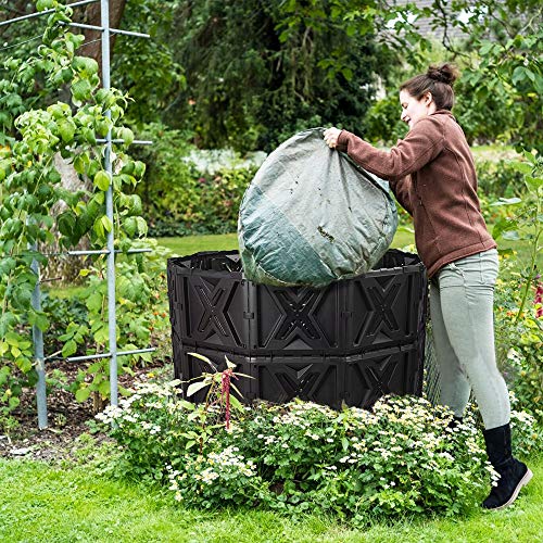 SQUEEZE master XXL Large Compost Bin Outdoor- 720L /190 Gallon-Easy Assembly-No Screws-BPA Free-Sturdy& Durable-Green Door