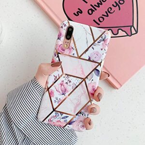 kabiou plating geometric marble phone case for huawei p40 pro p30 p20 lite pro mate 30 20 lite glossy soft imd phone back cover,j,for huawei p30 pro