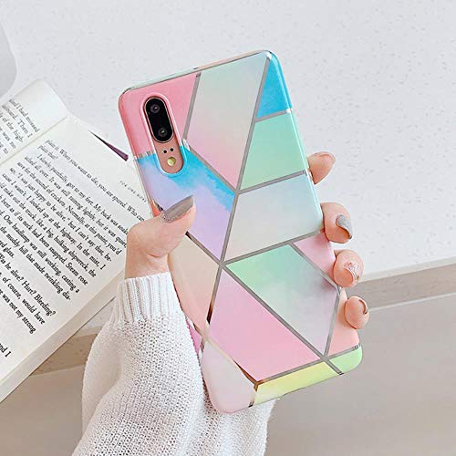 KABIOU Plating Geometric Marble Phone Case for Huawei P40 Pro P30 P20 Lite Pro Mate 30 20 Lite Glossy Soft IMD Phone Back Cover,j,for Huawei P30 Pro