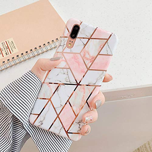 KABIOU Plating Geometric Marble Phone Case for Huawei P40 Pro P30 P20 Lite Pro Mate 30 20 Lite Glossy Soft IMD Phone Back Cover,j,for Huawei P30 Pro