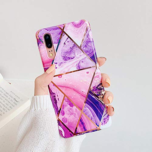KABIOU Plating Geometric Marble Phone Case for Huawei P40 Pro P30 P20 Lite Pro Mate 30 20 Lite Glossy Soft IMD Phone Back Cover,j,for Huawei P30 Pro