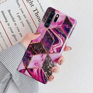 KABIOU Plating Geometric Marble Phone Case for Huawei P40 Pro P30 P20 Lite Pro Mate 30 20 Lite Glossy Soft IMD Phone Back Cover,j,for Huawei P30 Pro