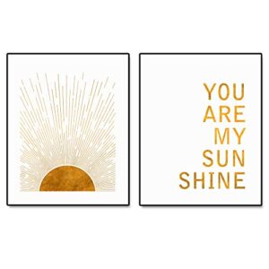 sun rise art, you are my sunshine, kid room wall decor, boho sun wall art, minimalist art, boho art print, modern art, sun print, set of 2 prints - no frame (8x10 inch)