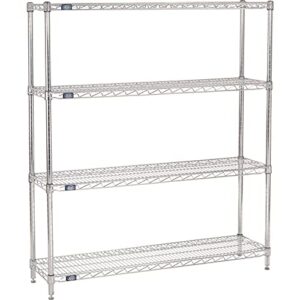 nexel 12" x 48" x 63", 4 tier adjustable wire shelving unit, nsf listed commercial storage rack, chrome finish, leveling feet