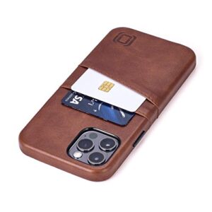 dockem wallet case for iphone 12 & iphone 12 pro: built-in metal plate for magnetic mounting & 2 credit card holders: 6.1" exec m2, smooth synthetic leather (brown)
