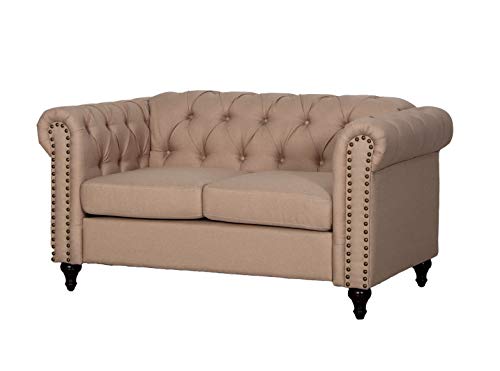 Kingway 3pcs Living Room Fabric Couch Sofas, 5 SEAT, Beige