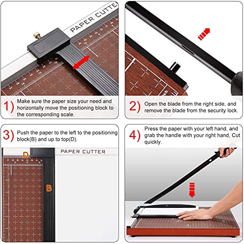 A2-B7 Paper Trimmer Paper Cutter Heavy Duty Trimmer Gridded Paper Photo Guillotine Craft Machine 18 inch Cut Length 12 Sheets Capacity for Office Home Use