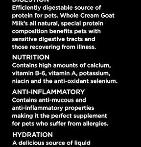 Nature's Diet Pet Dried Whole Cream Goat Milk for use as High Protein, Hypoallergenic Digestion, Nutrition and Anti-inflammatory Powdered Instant Meal Topper (16 oz = 53 Cups or 159 Servings)