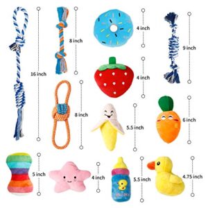 Toozey Puppy Toys, 12 Pack Puppy Toys for Teething Small Dogs, Cute Dog Toys Small Dogs, Stuffed Plush Squeaky Small Dog Toys, Non-Toxic and Safe Ropes Puppy Chew Toys