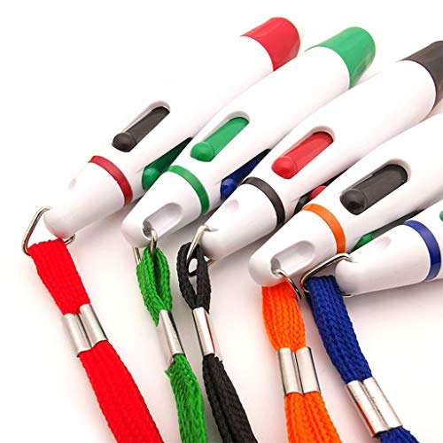 AEKAN Multicolor Retractable Shuttle Pens 0.7mm 4 Color Ink(Black, Blue, Red, Green) in One Ballpoint Pens with Lanyard On Top for Scribble Activity, Party (5 PCS lanyard shuttle pens)