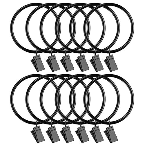 20 Pack Rustproof Curtain Rings with Strong Clips, Drapery Rings 2 Inch Internal Diameter