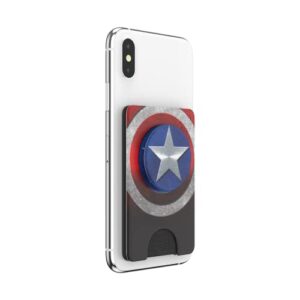 PopSockets Phone Wallet with Expanding Grip, Phone Card Holder, Wireless Charging Compatible, Marvel - Captain America