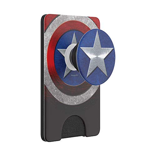 PopSockets Phone Wallet with Expanding Grip, Phone Card Holder, Wireless Charging Compatible, Marvel - Captain America