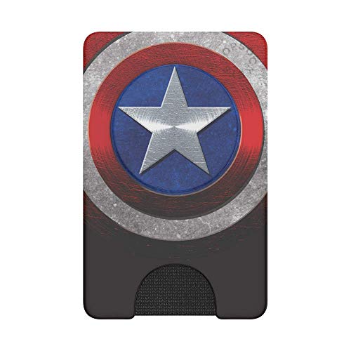 PopSockets Phone Wallet with Expanding Grip, Phone Card Holder, Wireless Charging Compatible, Marvel - Captain America