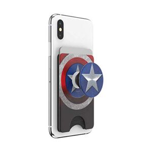 PopSockets Phone Wallet with Expanding Grip, Phone Card Holder, Wireless Charging Compatible, Marvel - Captain America