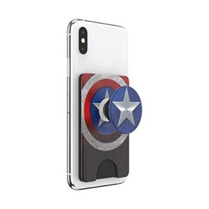 PopSockets Phone Wallet with Expanding Grip, Phone Card Holder, Wireless Charging Compatible, Marvel - Captain America