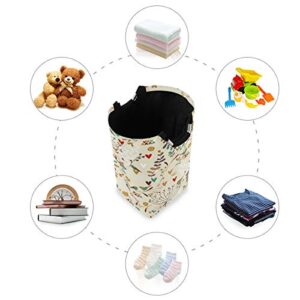 Qilmy 22.7’’ Floral Bird Waterproof Foldable Laundry Hamper, Dirty Clothes Laundry Basket, Storage Organizer for Toy Collection