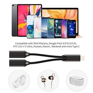 USB C Splitter, USB C Headphone and Charger Adapter, 2-in-1 Type C Splitter Audio Dongle Cable Fast Charging Adapter Compatible with Google Pixel 4/3/2 XL/Samsung Galaxy S21 S20 + Note 20 10 / Huawei