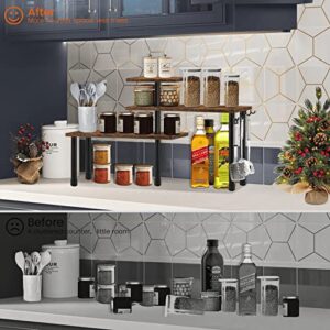 Homode Kitchen Countertop Organizer Corner Shelf, 3 Tier Bathroom Counter Organizer, Space Saving Organization Storage Shelves for Kitchen Counter, Spice Rack, Coffee Table, Over Sink, Rustic Brown