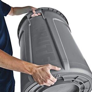 Rubbermaid Commercial Products-2136382 BRUTE Heavy-Duty Round Trash/Garbage Can with Venting Channels - 44 Gallon - Gray (Pack of 2)
