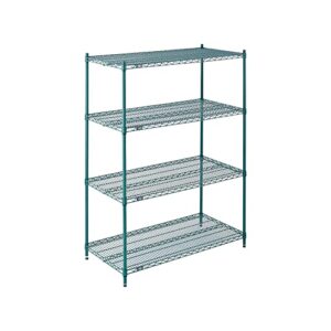 nexel 21" x 48" x 54", 4 tier adjustable wire shelving unit, nexguard anti-microbial agent, nsf listed commercial storage rack, poly-green, leveling feet