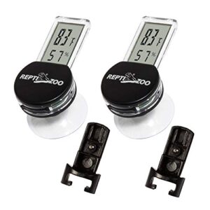 repti zoo 2 pack reptile terrarium thermometer hygrometer digital display pet rearing box reptiles tank thermometer hygrometer with suction cup