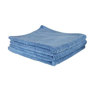 chemical guys micblue03 workhorse professional microfiber towel, blue (safe for car wash, home cleaning & pet drying cloths) 16" x 16", pack of 3