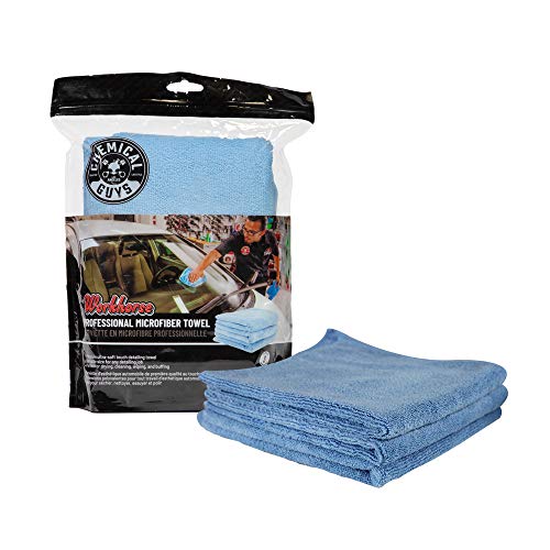 Chemical Guys MICBLUE03 Workhorse Professional Microfiber Towel, Blue (Safe for Car Wash, Home Cleaning & Pet Drying Cloths) 16" x 16", Pack of 3