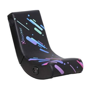 x rocker galaxy printed pu floor gaming chair, headrest mounted speakers, 2.0 bluetooth audio system, wireless, recliner, 5110201, 33.46" x 25.59" x 16.14", black