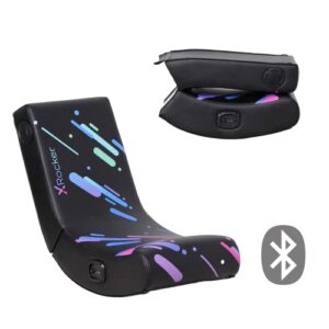 X Rocker Galaxy Printed PU Floor Gaming Chair, Headrest Mounted Speakers, 2.0 Bluetooth Audio System, Wireless, Recliner, 5110201, 33.46" x 25.59" x 16.14", Black