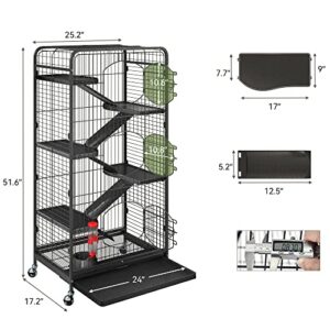 YINTATECH 52-inch Metal Ferret Cage Small Animal Cage with Rolling Stand Indoor Outdoor for Squirrel/Bunny/Cat/Rabbit