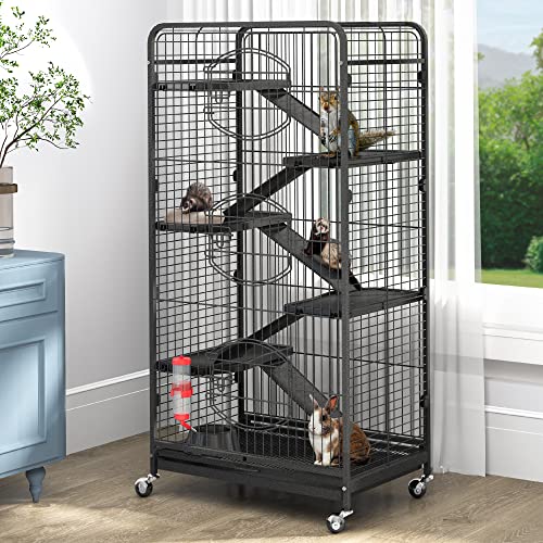 YINTATECH 52-inch Metal Ferret Cage Small Animal Cage with Rolling Stand Indoor Outdoor for Squirrel/Bunny/Cat/Rabbit